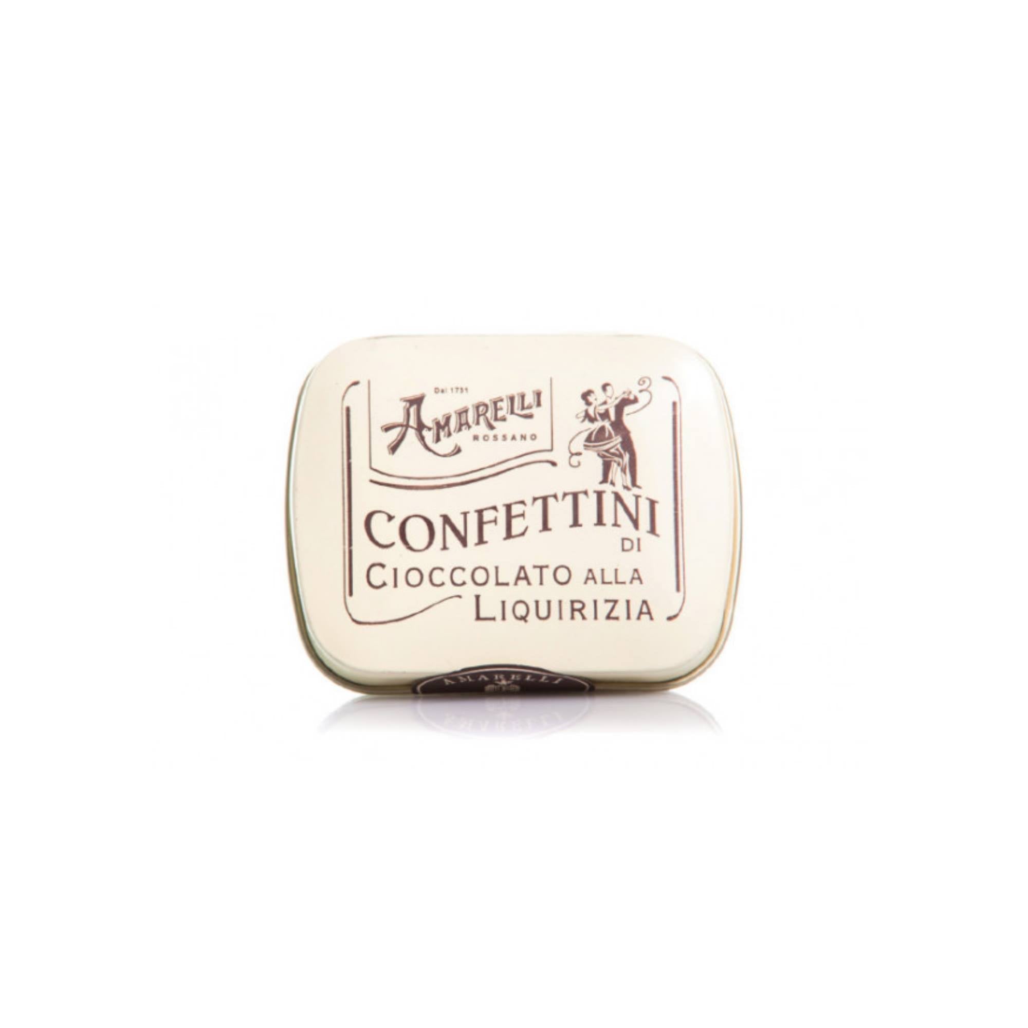 Amarelli Confettini 20g Tin - Sugar Coated Milk Chocolate With Liquorice